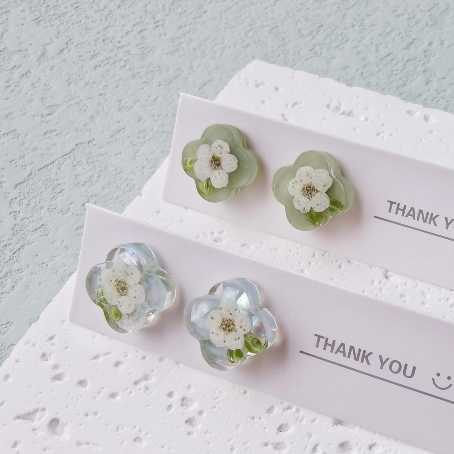 White Resin Flower Earrings