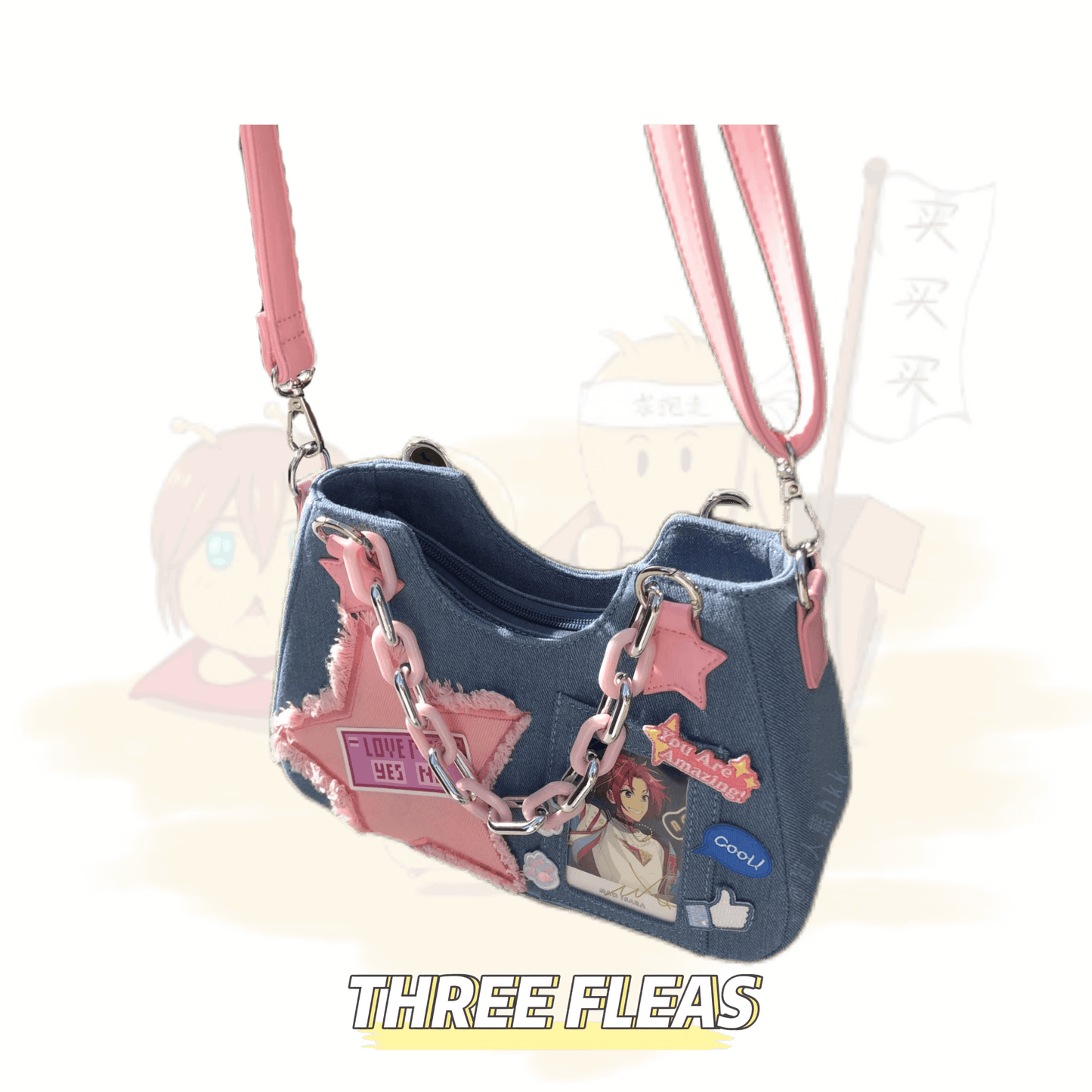 Y2k Pink Star Denim Ita-bag