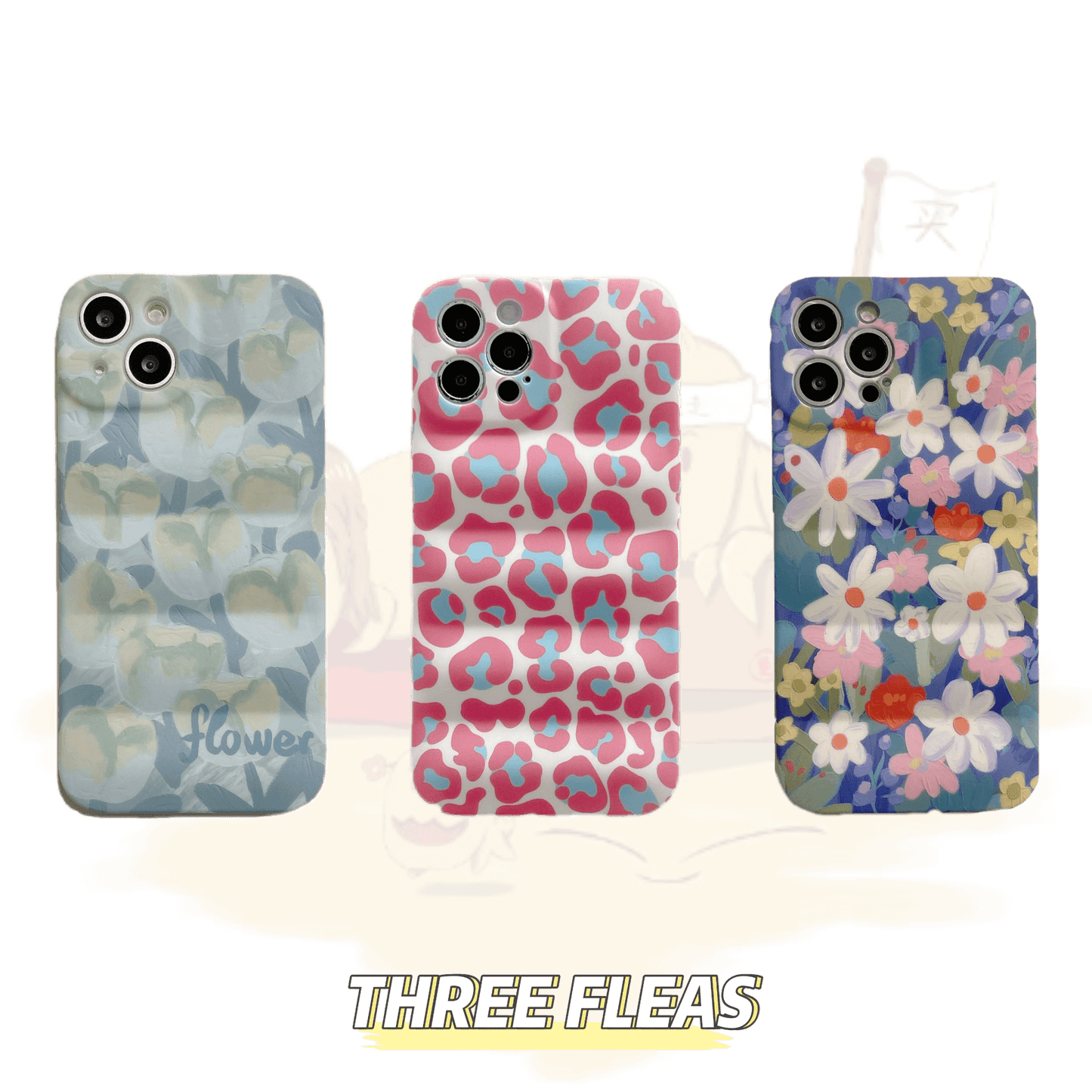 Floral pattern wavy shape phone case