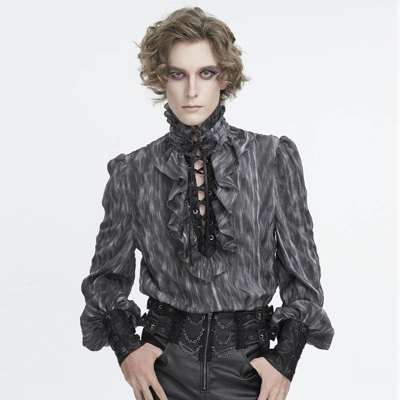 Lace-Up High-Neck Men's Shirt - DF19IB