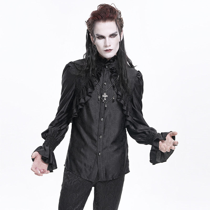 High-Neck Ruffle Men's Shirt - DF21CS