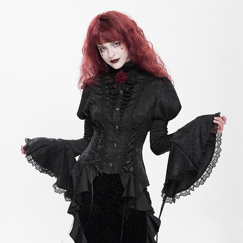 Heart Jacquard Gothic Blouse - DF02GH