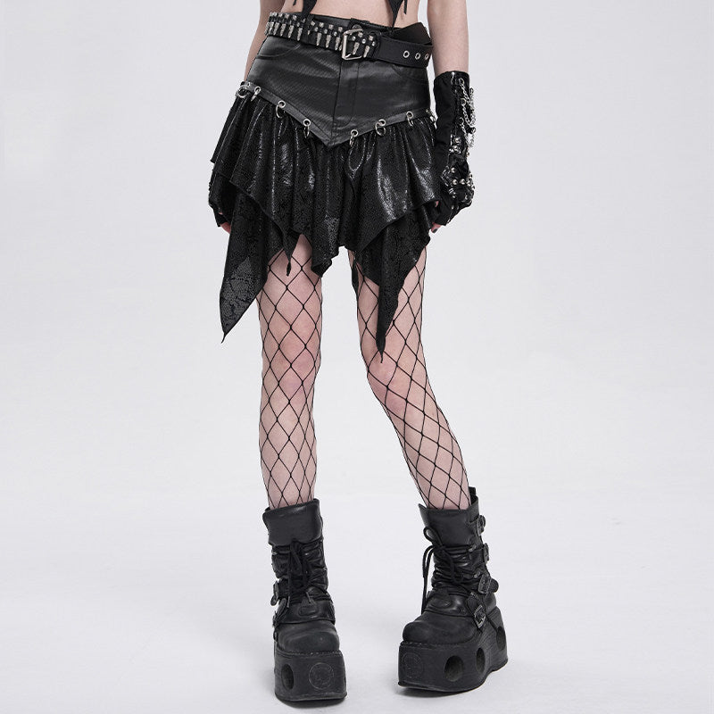 Faux-Leather Ruffled Mini Skirt - DF16HK