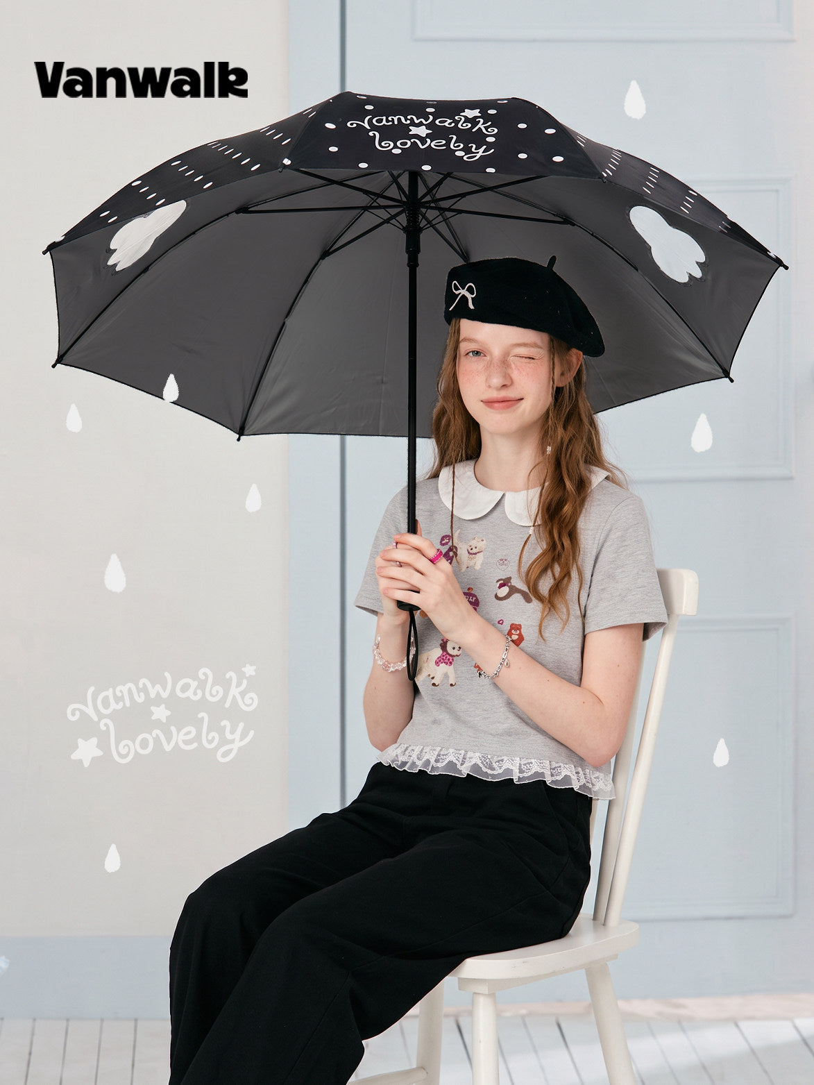 Angel Print Folding Umbrella