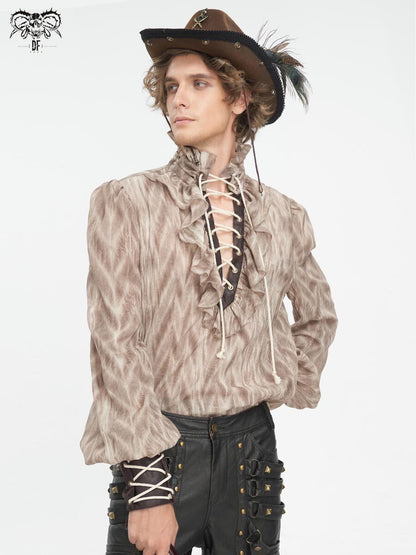 Lace-Up High-Neck Men's Shirt - DF19IB