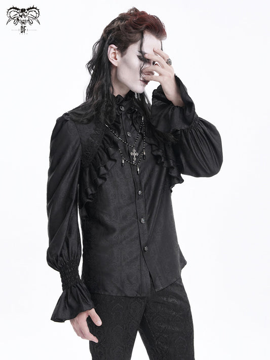 High-Neck Ruffle Men's Shirt - DF21CS | Top | Three Fleas