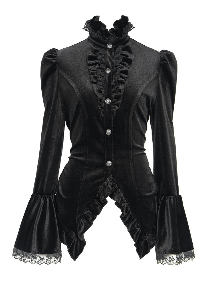 Velvet Tailcoat Gothic Blouse - DF03CB