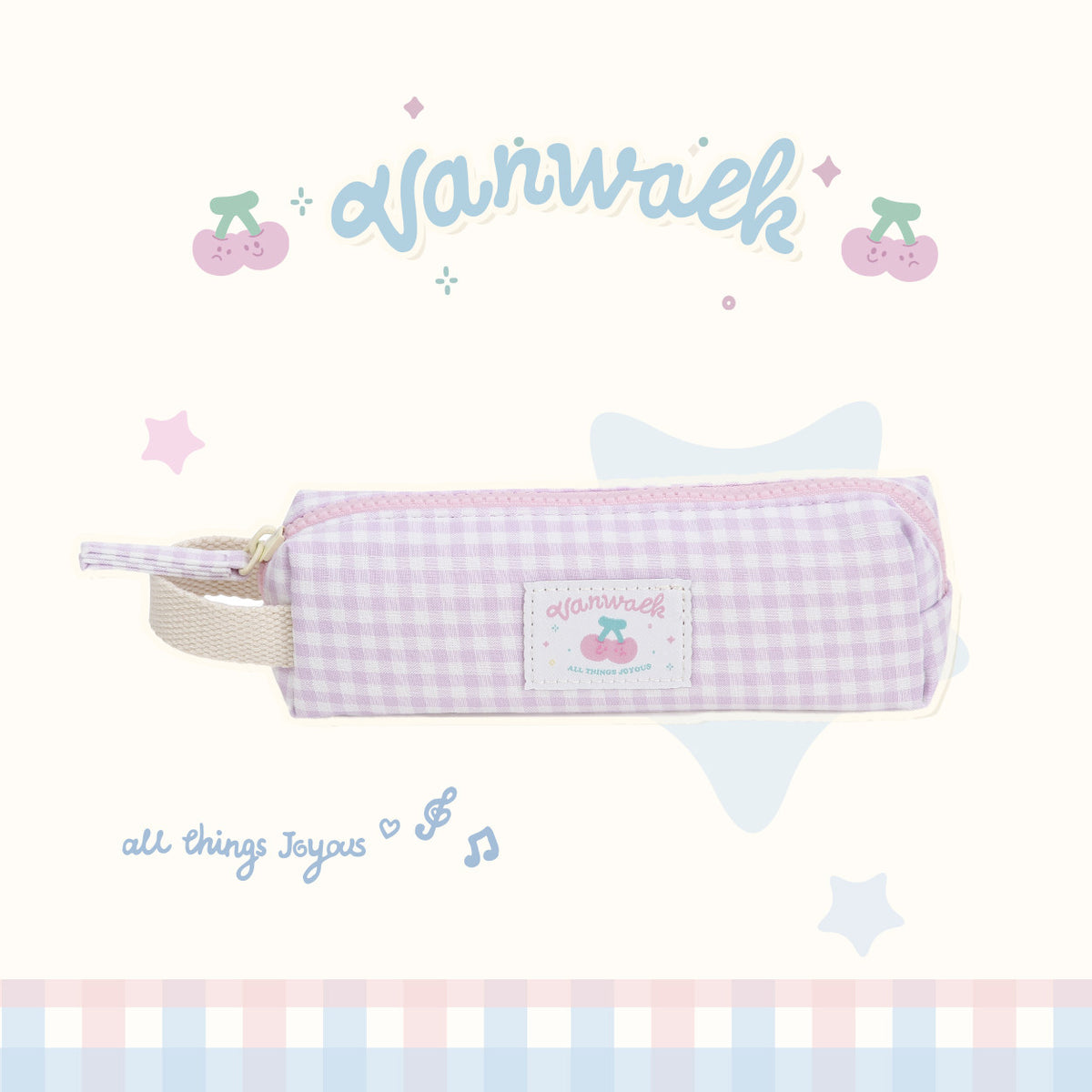Gingham Zip Pencil Case