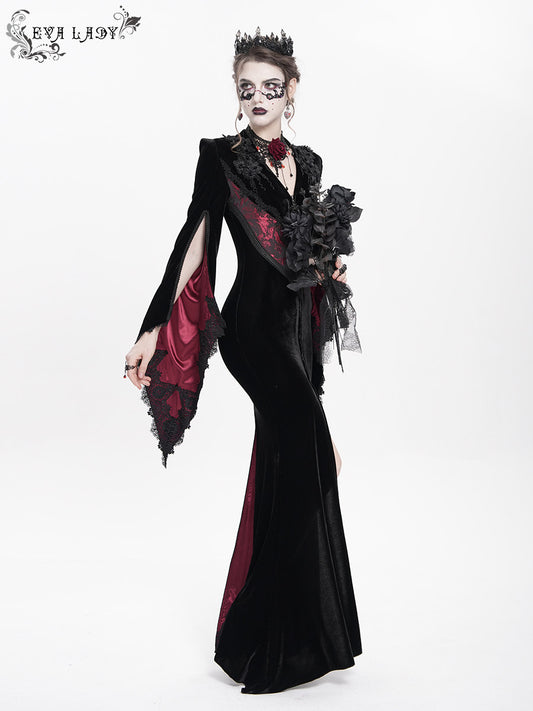 Split-Sleeve Velvet Long Coat - DF08AB | Dress | Three Fleas