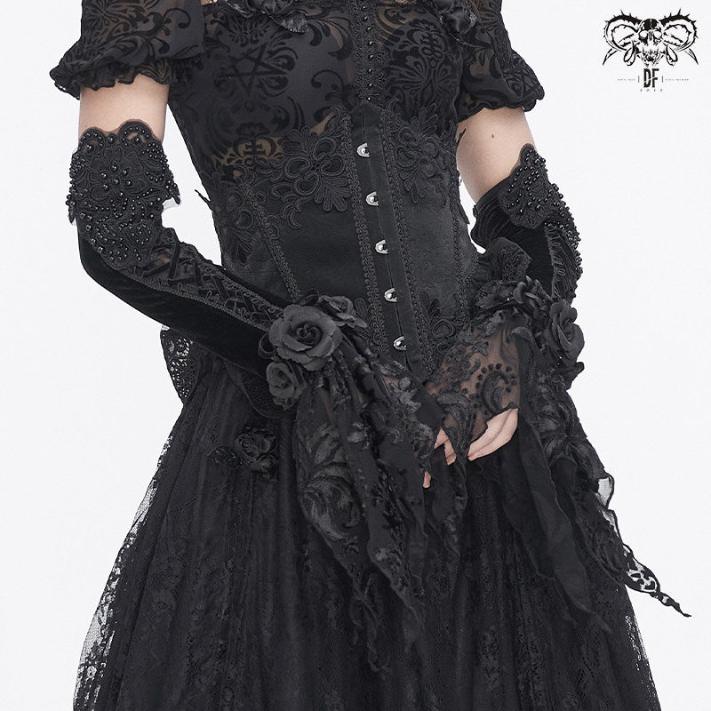 Embroidered Long Gloves - DF18GR