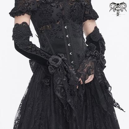 Embroidered Long Gloves - DF18GR