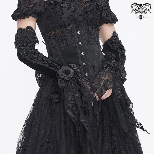 Embroidered Long Gloves - DF18GR | other accessories | Three Fleas