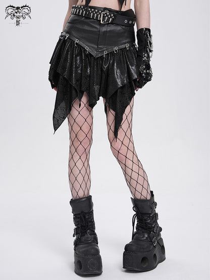 Faux-Leather Ruffled Mini Skirt - DF16HK