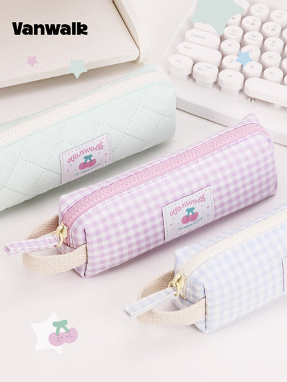 Gingham Zip Pencil Case