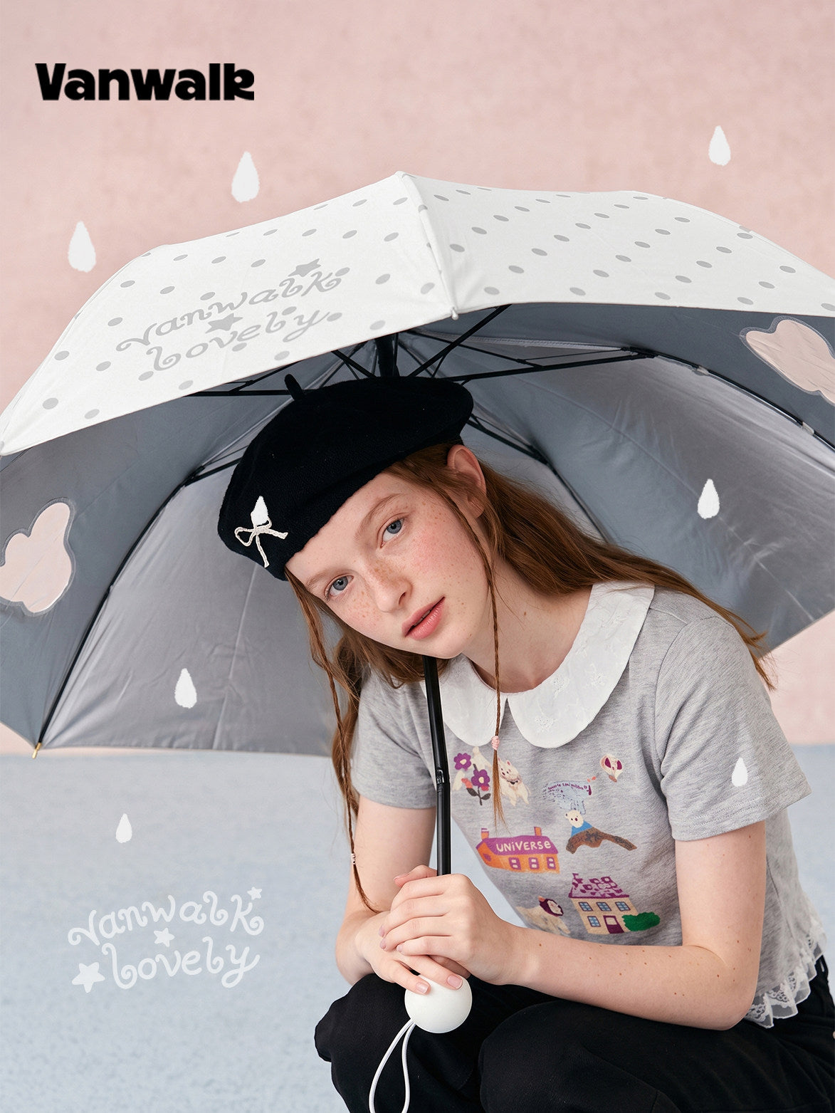 Angel Print Folding Umbrella