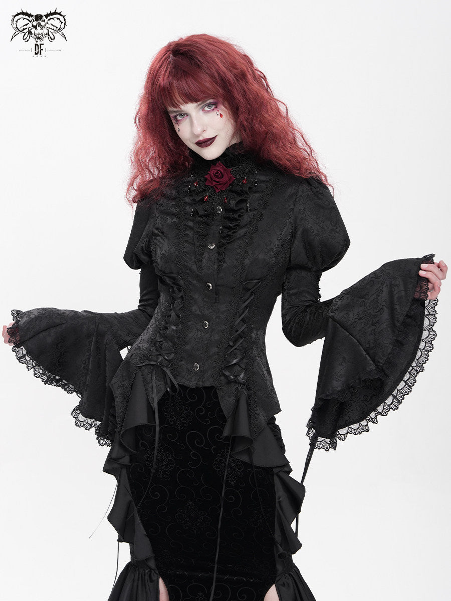 Heart Jacquard Gothic Blouse - DF02GH