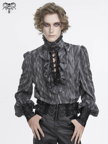 Lace-Up High-Neck Men's Shirt - DF19IB