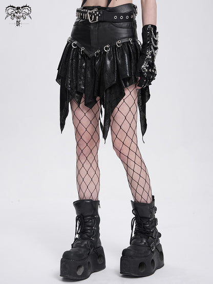 Faux-Leather Ruffled Mini Skirt - DF16HK