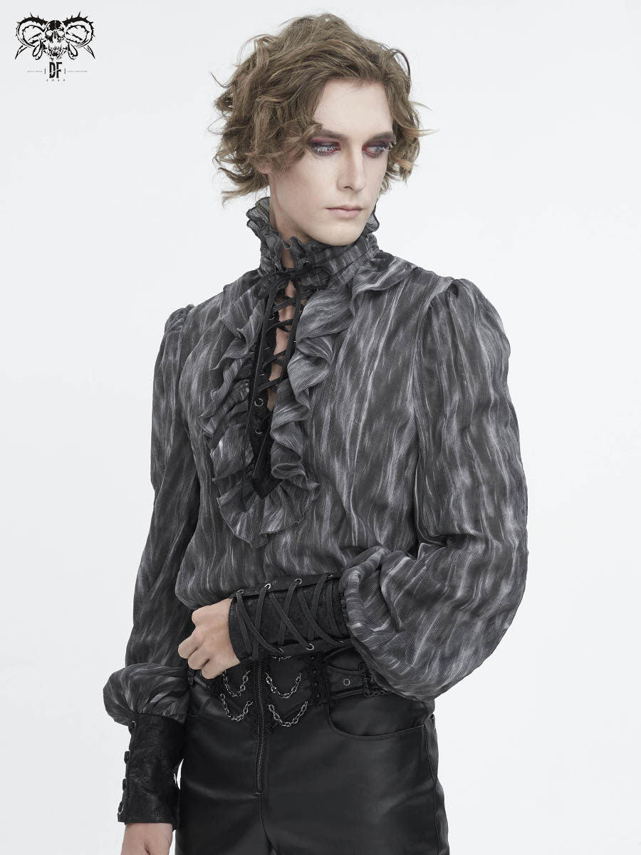 Lace-Up High-Neck Men's Shirt - DF19IB