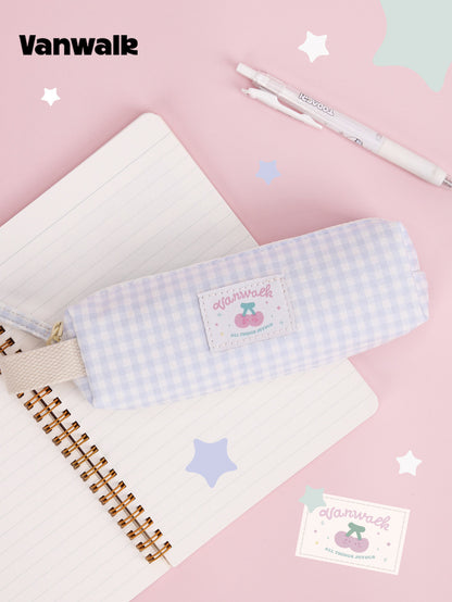 Gingham Zip Pencil Case