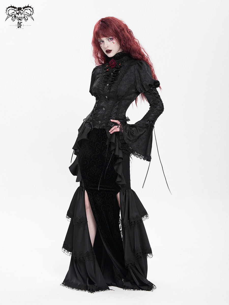 Heart Jacquard Gothic Blouse - DF02GH