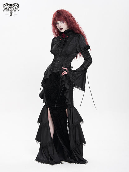 Heart Jacquard Gothic Blouse - DF02GH