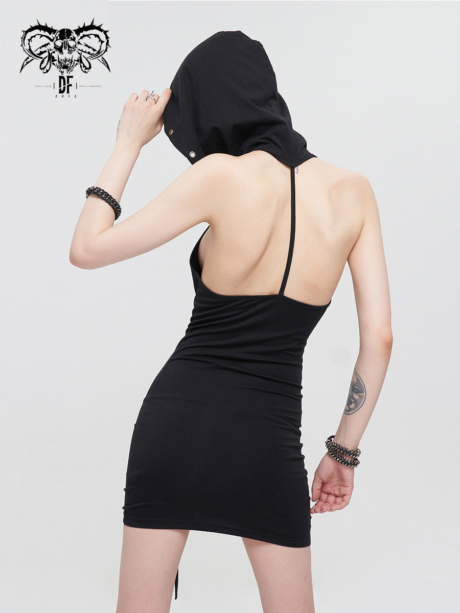 Hooded Lace-Up Mini Dress - DF13EU