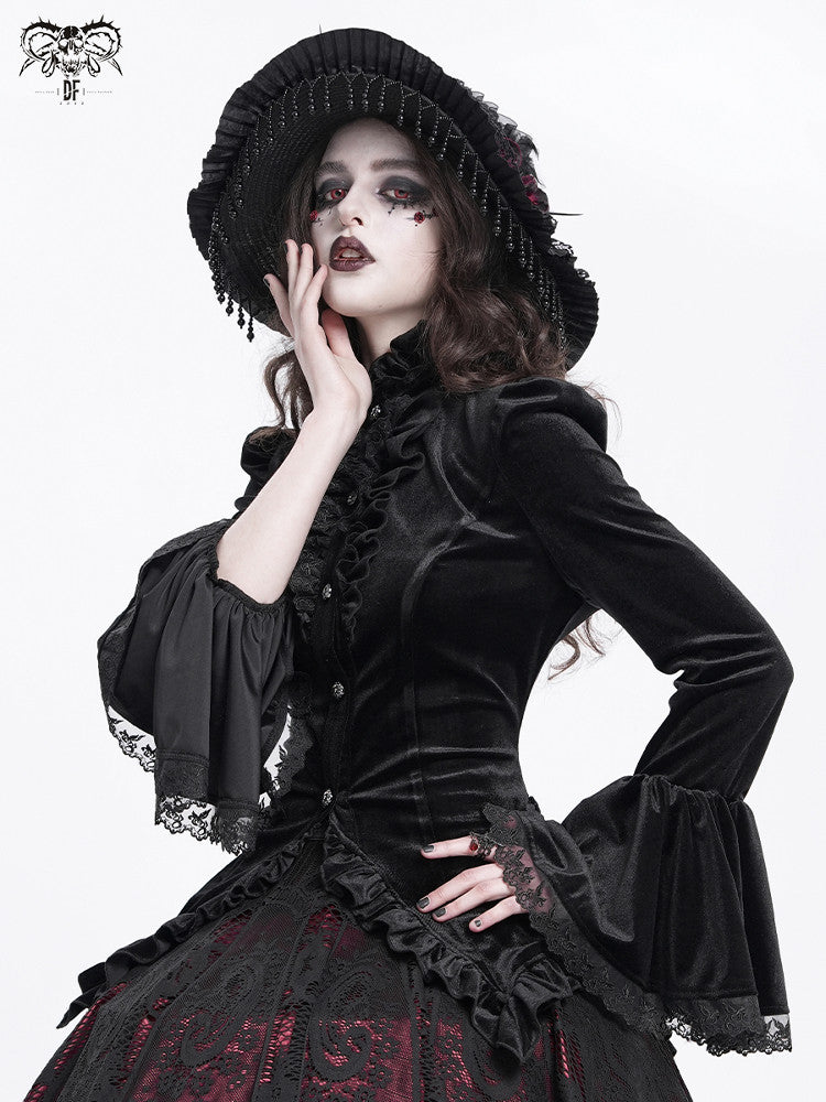 Velvet Tailcoat Gothic Blouse - DF03CB