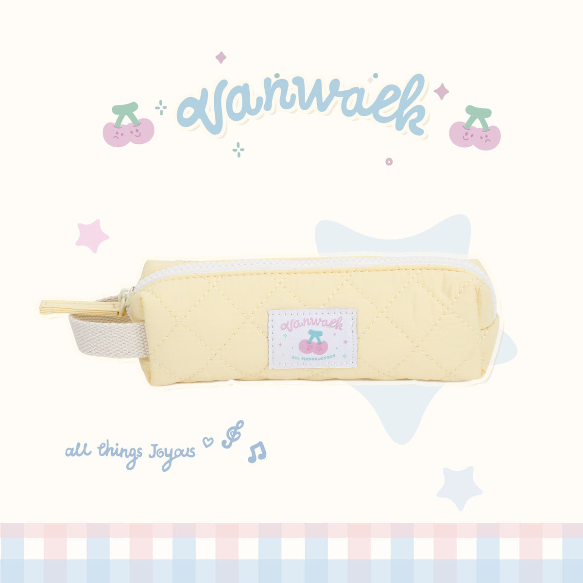 Gingham Zip Pencil Case