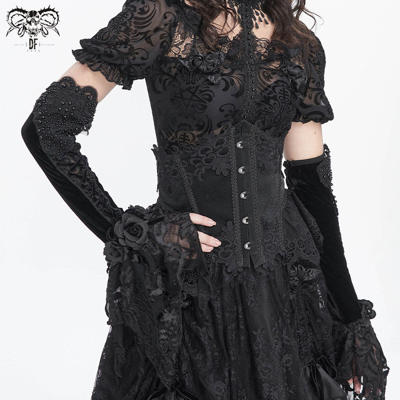 Embroidered Long Gloves - DF18GR