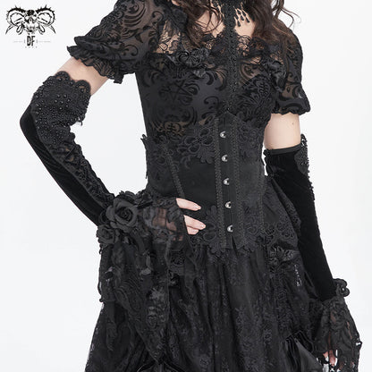 Embroidered Long Gloves - DF18GR