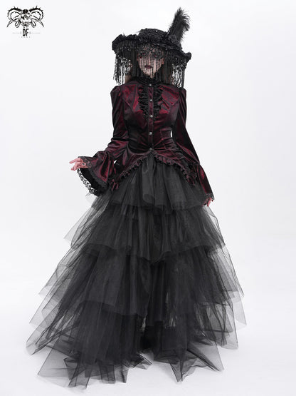Velvet Tailcoat Gothic Blouse - DF03CB