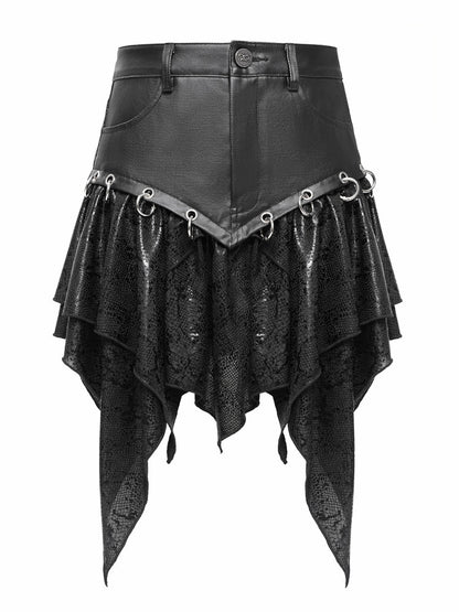 Faux-Leather Ruffled Mini Skirt - DF16HK