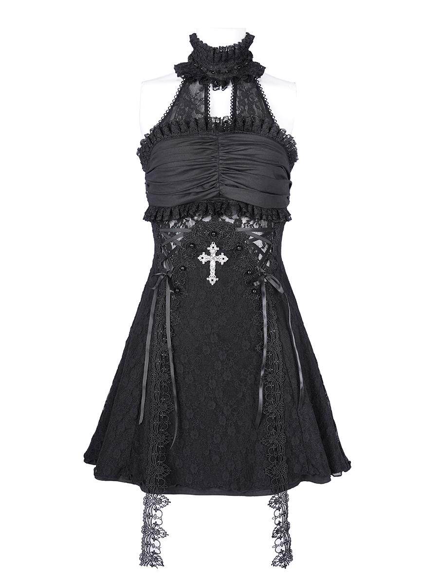 Halter-Neck Lolita Dress and Gloves - DF01EZ