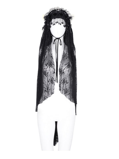 Black-and-Red Gothic Veil - DF17FH