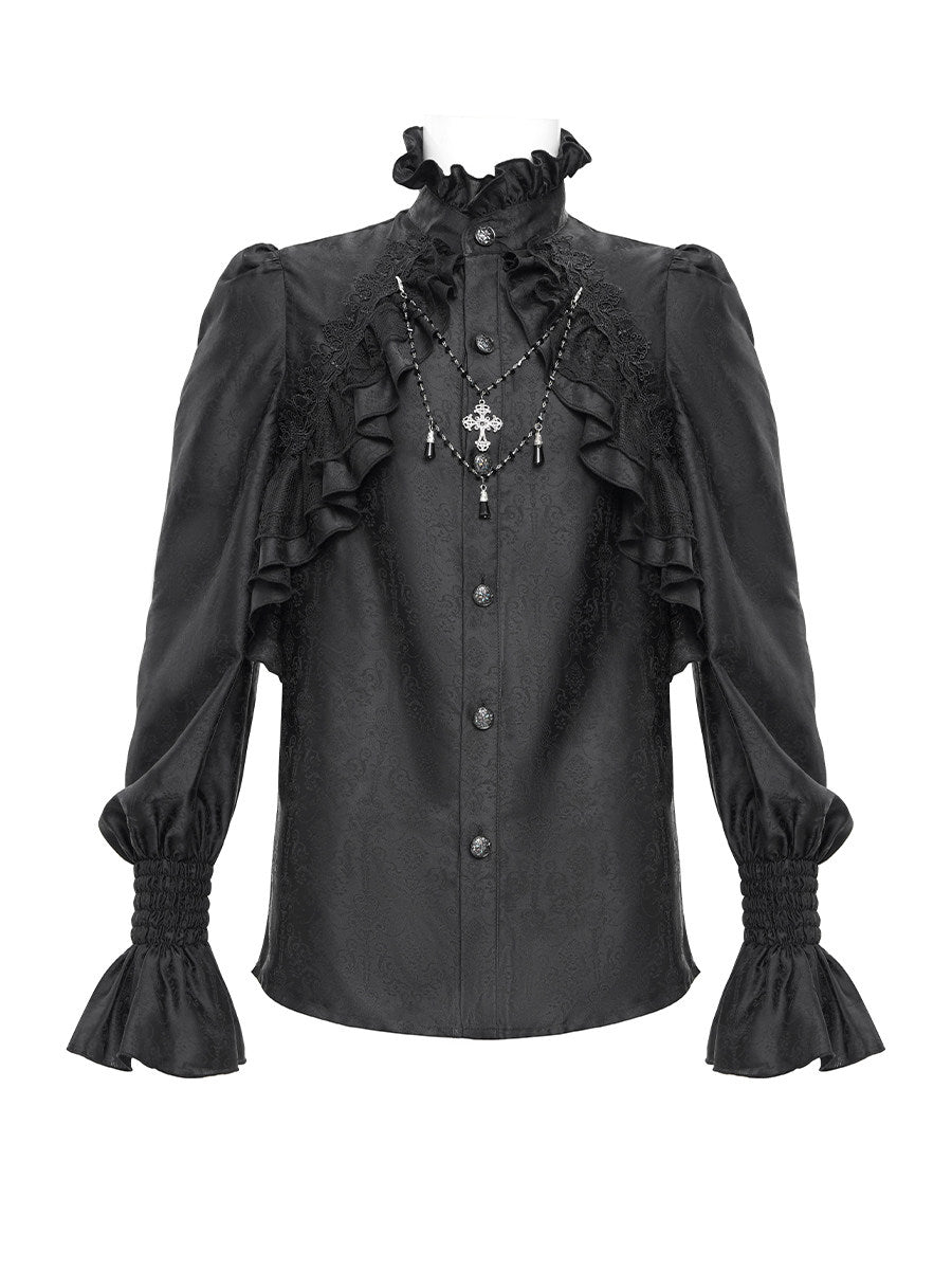 High-Neck Ruffle Men's Shirt - DF21CS