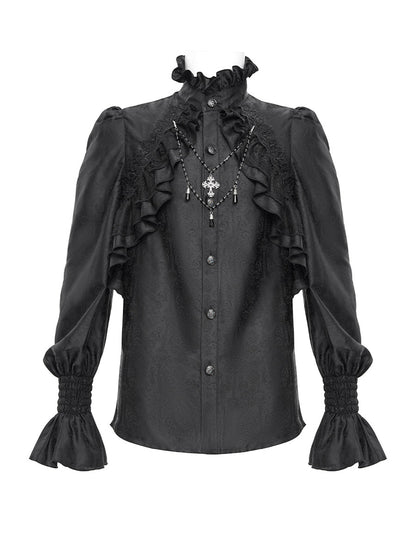 High-Neck Ruffle Men's Shirt - DF21CS