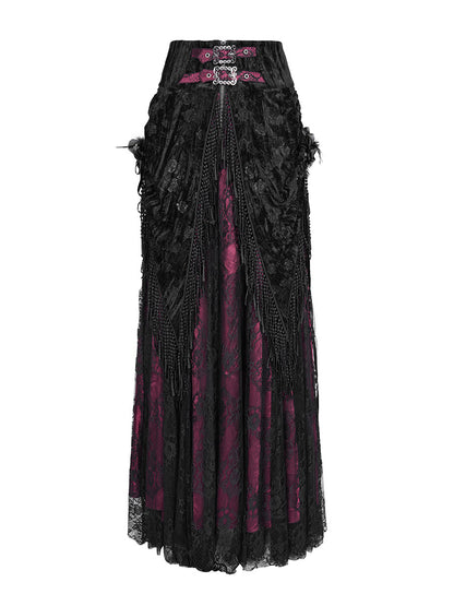 Rose-Embossed Fringe Skirt - DF07ER