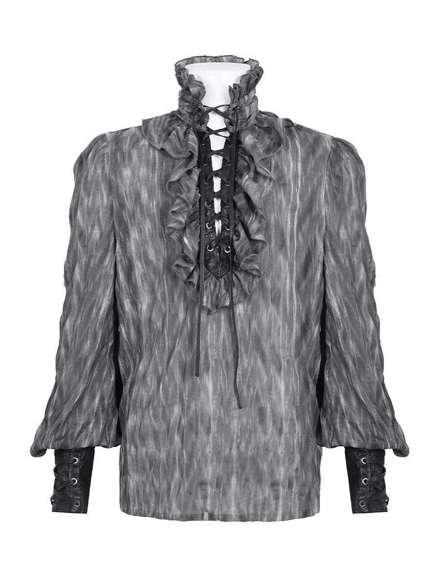 Lace-Up High-Neck Men's Shirt - DF19IB