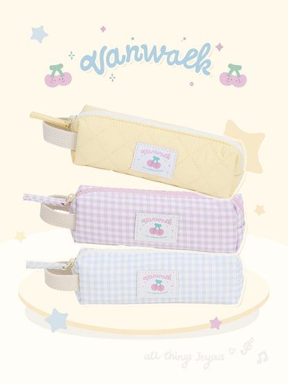 Gingham Zip Pencil Case