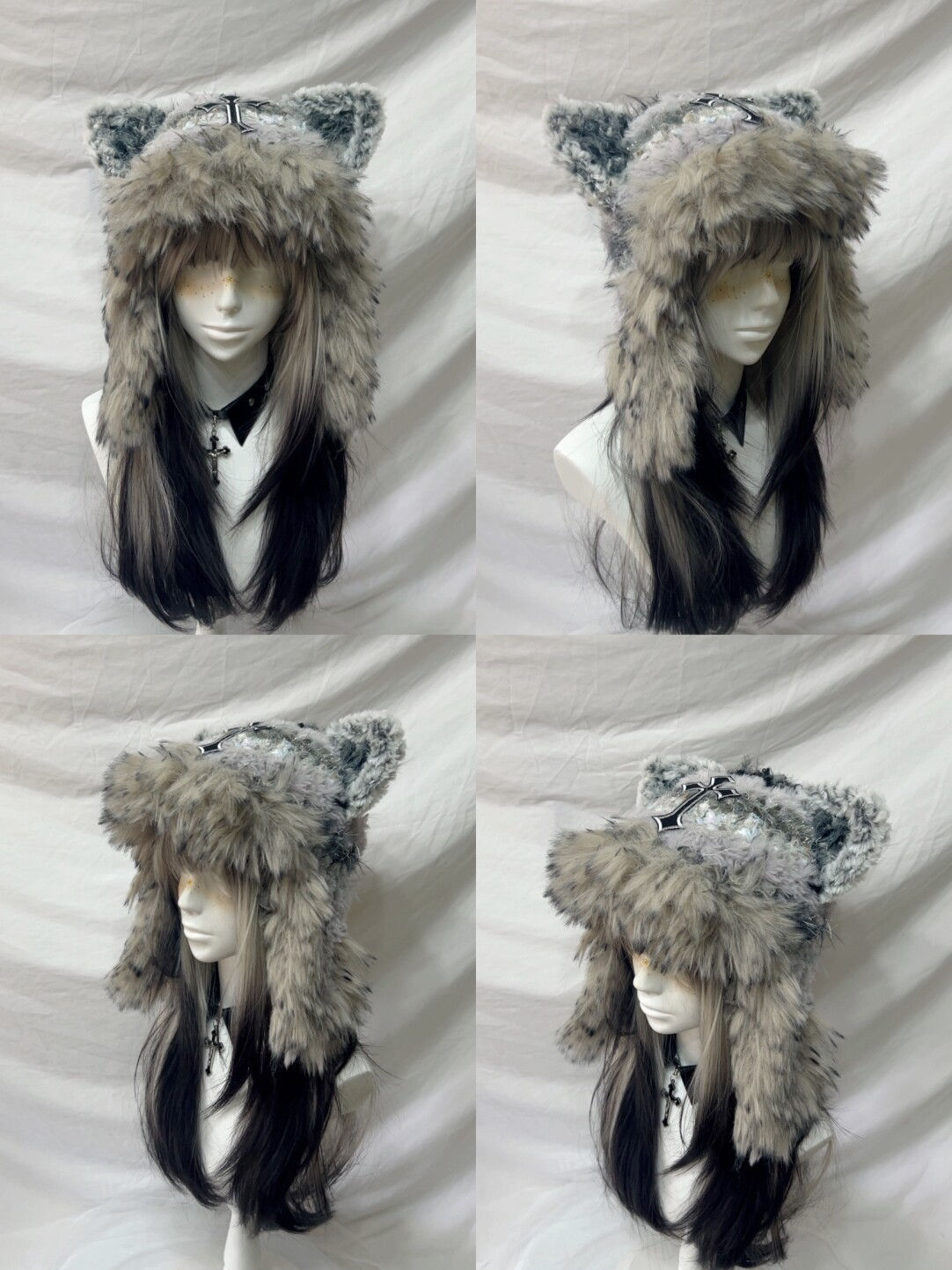 Cute Animal Ear Pom-Pom Crochet Hat