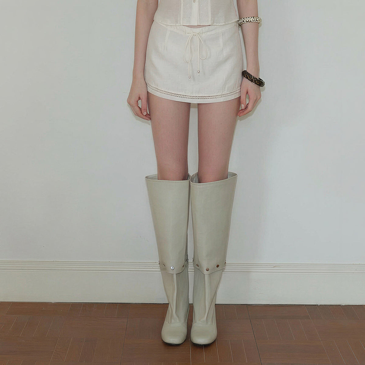Sheer Collared Top and Mini Skirt Set