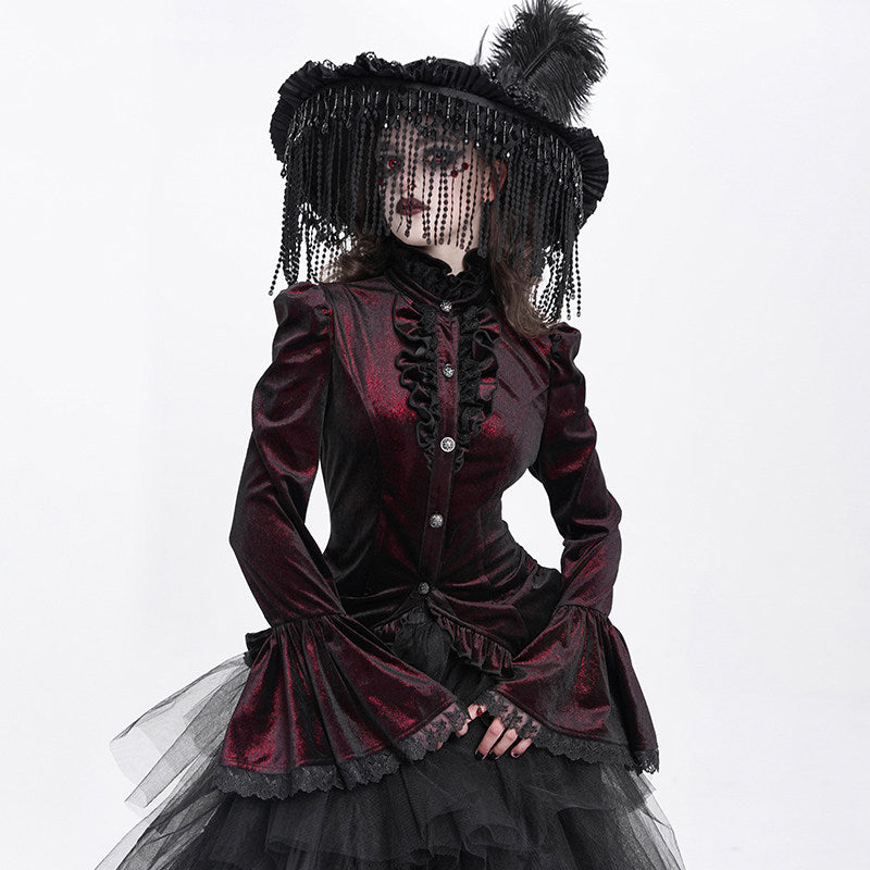 Velvet Tailcoat Gothic Blouse - DF03CB