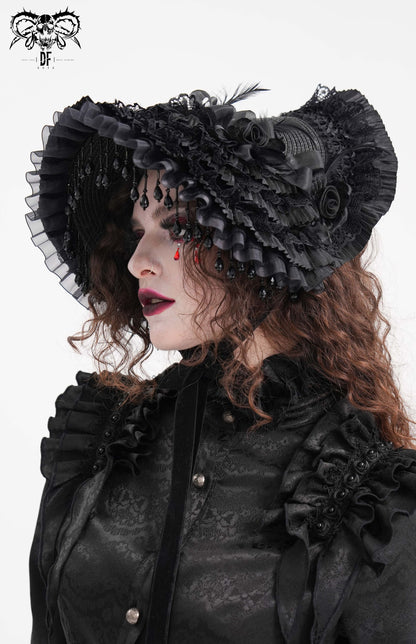 Pearl Fringe Widow Hat - DF12GX