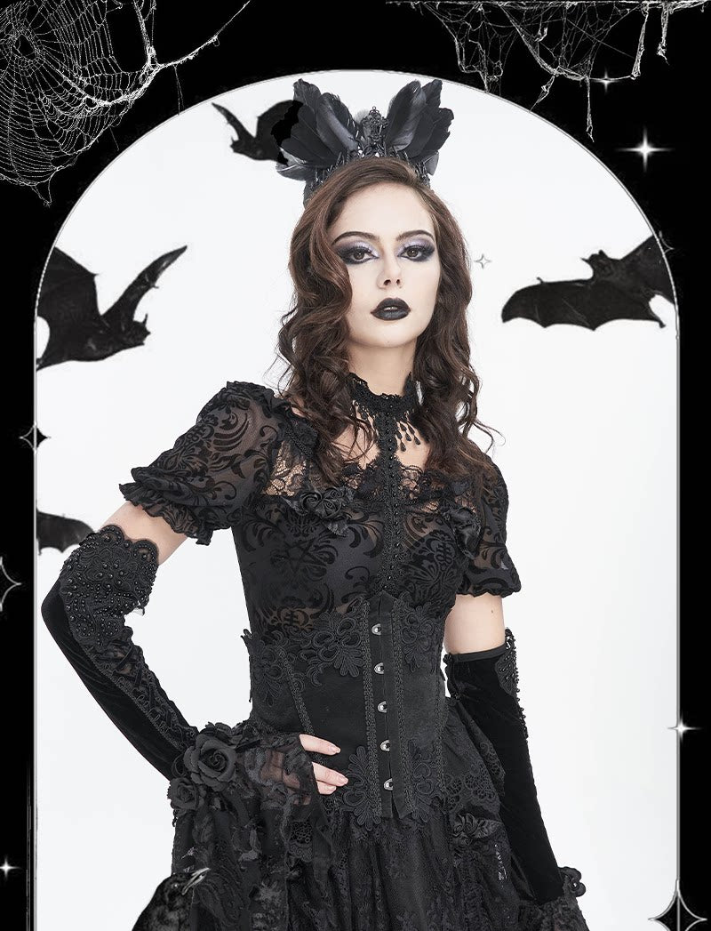 Embroidered Long Gloves - DF18GR