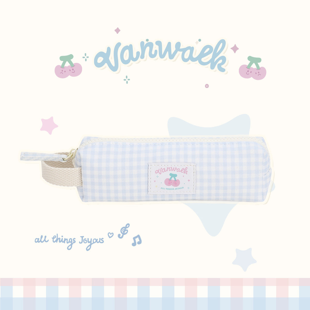 Gingham Zip Pencil Case