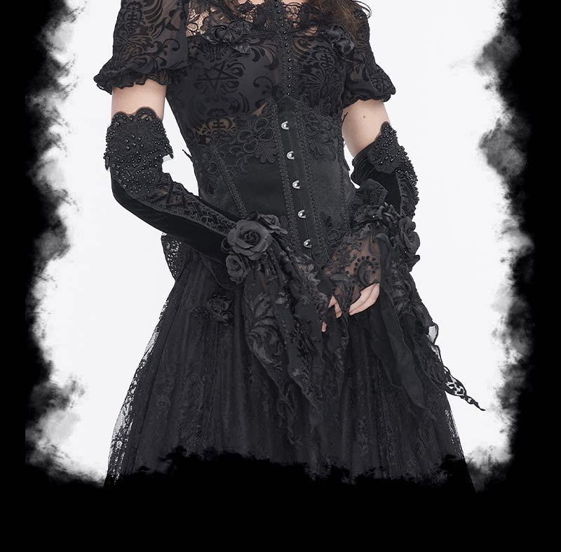 Embroidered Long Gloves - DF18GR
