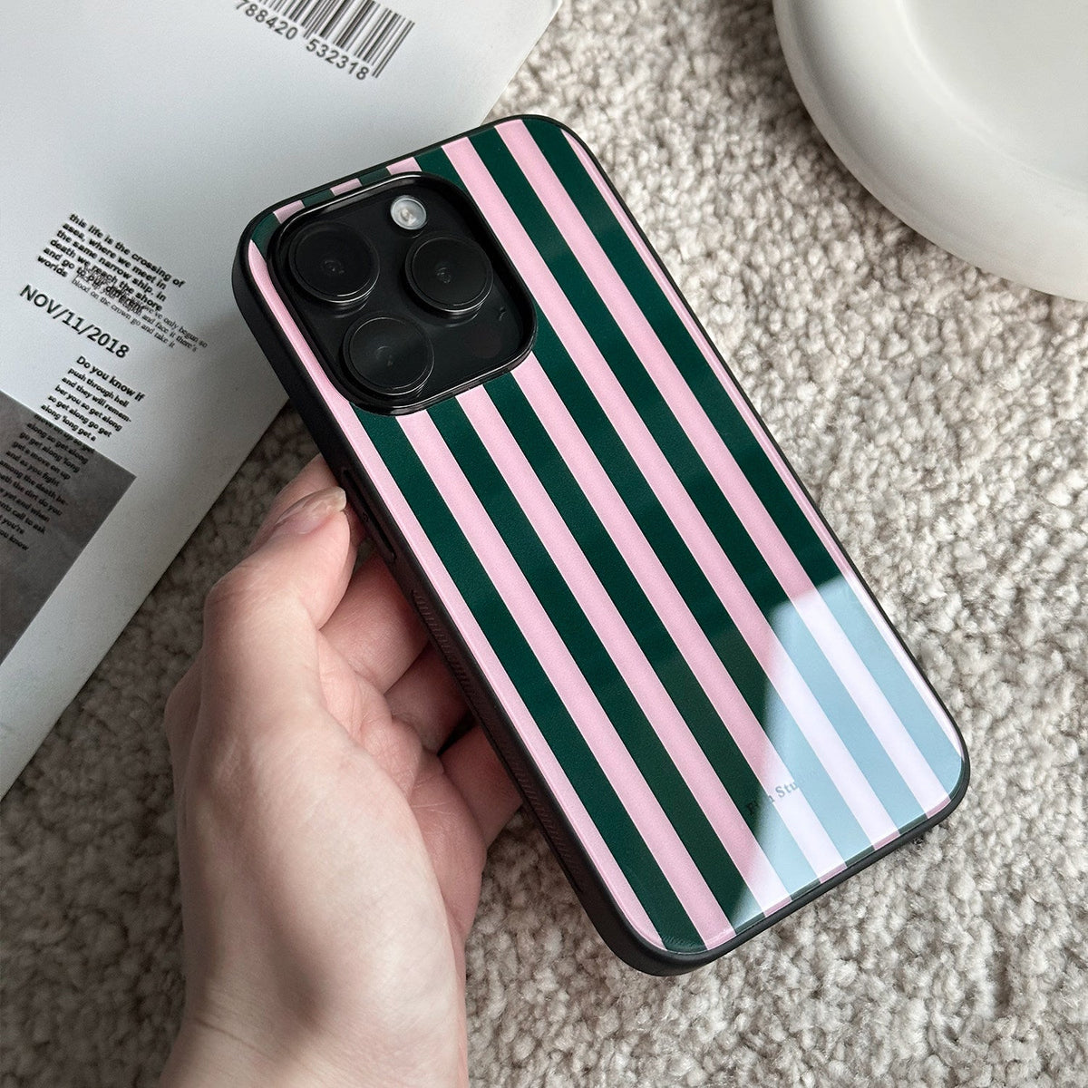 Retro Striped Phone Case-FI026AC | Acrylic Phone Case | Three Fleas