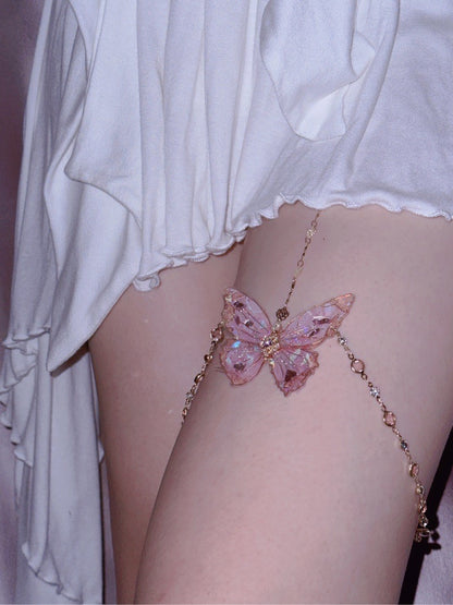 Pink Butterfly Thigh Chain