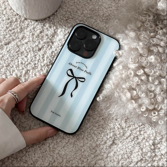 Blue Stripe & Black Bow Phone Case-FI025AC